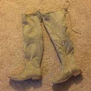 Over the knee tan suede boots